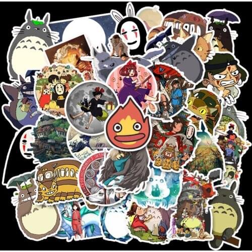 50PCS Miyazaki Hayao Anime Movie Cartoon Stickers Skateboard Guitar Motorcycle Laptop Luggage Joke Decal Sticker Classic Toy Kid