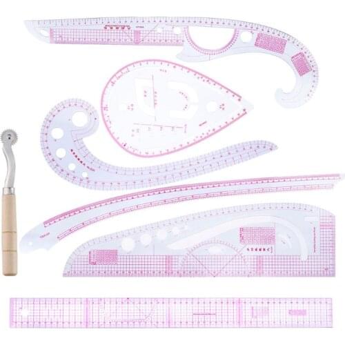7Pcs/set Tailor Drawing Comma Line Straight Cutting French Curve Ruler Sewing Clothing Rulers-S001