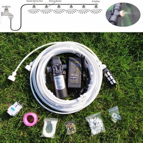 9M White Brass Nozzles Water Mist Spray Electric Diaphragm Pump Kit Misting System Automatic Water Pump Sprayer for Garden