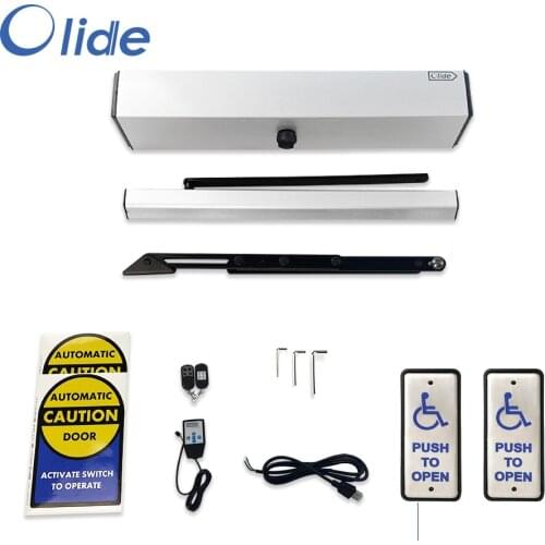 Olide DSW120 Automatic Swing Door Operator with Slim Wired Stainless Steel Push Plate Swithes