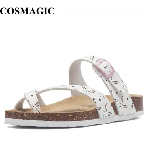 COSMAGIC 2021 New Summer Beach Women Cork Slipper Flip Flops Shoes Mixed Color Casual Outside Non-slip Slides Shoes Flat with
