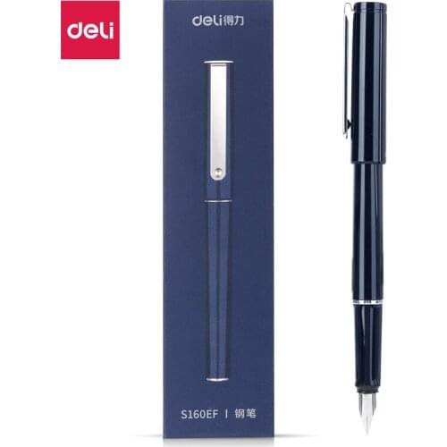 Deli Metal Pen EF F Nib Fountain Pen Fine Financial Pen Student Writing Ink Pen Office Business Signature Fountain Pen Papeleria