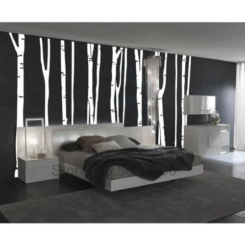 Nursery Birch Tree Wall Decal Forest Set Vinyl Sticker Removable Kids Room Bedroom Decor Nursery Wall Birch Decal Art Set Z350