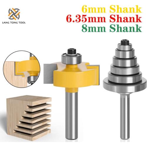 1pcs Rabbet Router Bit with 6 Bearings Set -1/2"H-1/4" - 8mm" Shank Woodworking cutter Tenon Cutter for Woodworking Tools