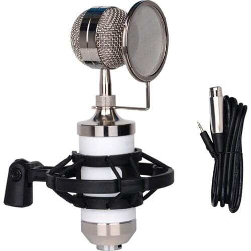 Recording Mic Cardioid Condenser Microphone Kit Plastic Shock Mount Pop Filter Mic for Vocal Live Streaming Singing Broadcasting