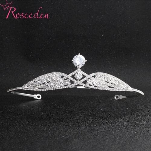 AAA CZ Crown Hair Jewelry Vintage Tiaras Crowns Classic Rhinestone Wedding Hair Accessories RE3569