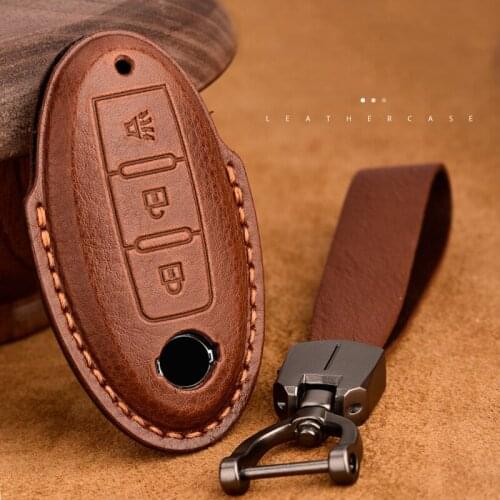 Leather Car Remote Key Full Cover Case Shell For Nissan Qashqai Juke J10 J11 X-Trail T32 T31 Kicks Tiida For Infiniti FX35 QX60