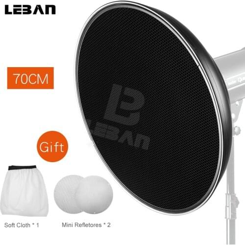 21.7 Inch / 55cm Bowens Mount Studio Silver Waved Beauty Dish + Honeycomb Grid +Soft Cloth