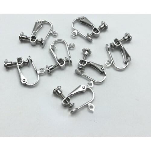10Pcs Brass Screw ear clip Non-Pierced Earring Converter with Loop Plastic Earring Pads Earrings Jewelry Findings Component