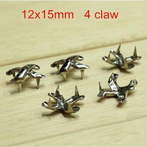 Free Shipping - 12x15mm "X" Shape Silver Color Metal Rivet Spike With 4 Claws - Bags,Clothes Decoration Materials - 200 pcs