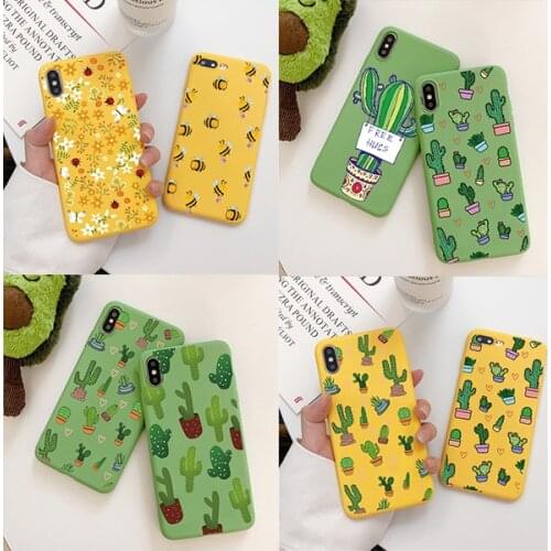 Fashion Bee Cactus Case For iPhone 11 Pro 12mini Max XR X XS Max SE 2020 7 8 6 S Plus 5 Couqe For iPhone 12 Pro Max Soft Fundas