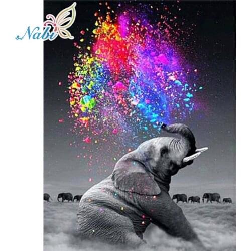 Nabi Diamond Embroidery 5D DIY Diamond Painting Elephant &Colorful Colors Diamond Painting Cross Stitch Rhinestone Mosaic BK246