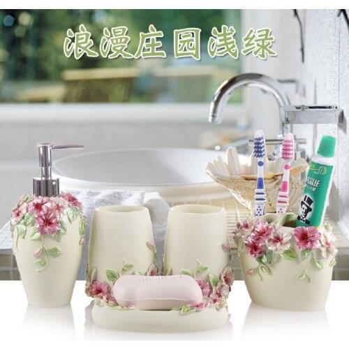 Bathroom and Washing Resin Five-piece Set European Fashion Simple Bathroom and Bathroom Set New Wedding Box Set