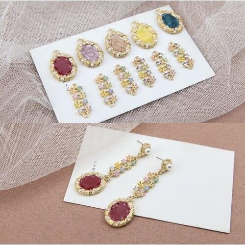 Womens Stud Earrings Set geometric shape 20pcs/lot alloy charms diy earrings/necklace pendants accessory