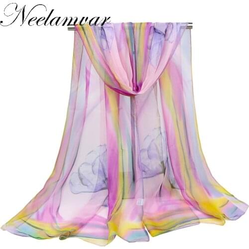 New Women Chiffon Silk Scarfs Fashion autumn Square polyester Scarves Print flowers Shawl Summer Shawls And Hijabs