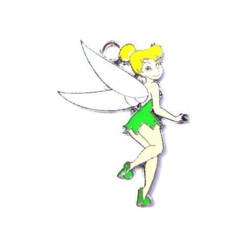 New Lot 50pcs Cartoon green Tinkerbell girl Enamel Metal Charm Pendants DIY Jewelry Making Mobile Phone Accessories z-050