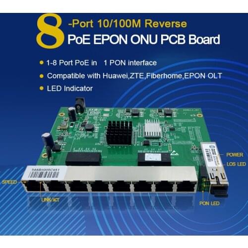 Reverse PoE EPON ONU 8FE outdoor application surge protection RPOE EPON ONU 8 EPON ONU PCBA