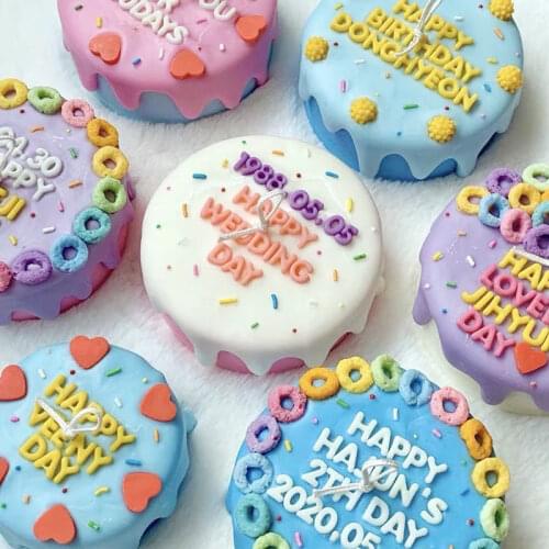 Cute Alphabet Number Heart Shaped Creative Candle Mold Simulation Durable Cake Candle Donut Decoration Silicone Mold
