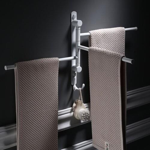 Folding Movable Bath Towel Bars Bath Towel Racks 304 stainless steel Towel Hanger Wall Mounted 2-4 Layers Rotatable Towel Holder