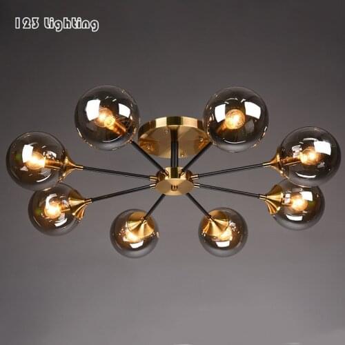 Modern Smoke/Clear/Amber Class Chandeliers E14 Living room Restaurant Pendant Lamp Bedroom Hanging Lamp Nordic Decoration Light