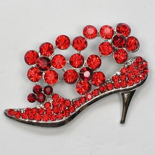 Light red Rhinestone Shoes Pin brooches Wedding party C2136 C