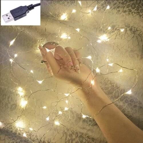 1M 5M 10M Copper Silver Wire USB LED String lights Waterproof Holiday lighting For Fairy Christmas Wedding Party Decoration