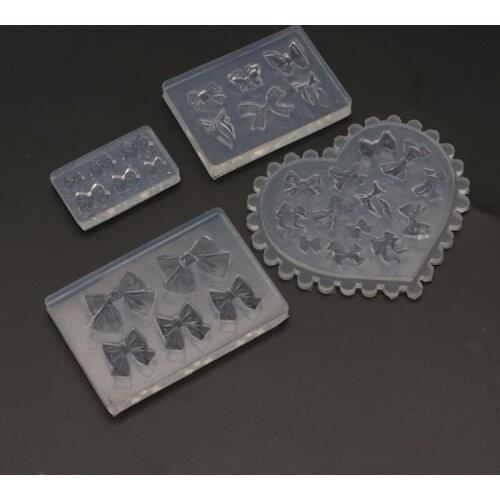 U90E Nails Decoration Crystal Epoxy Resin Mold Mini Bowknot Silicone Mould DIY Crafts Ornaments Jewelry Casting Tools