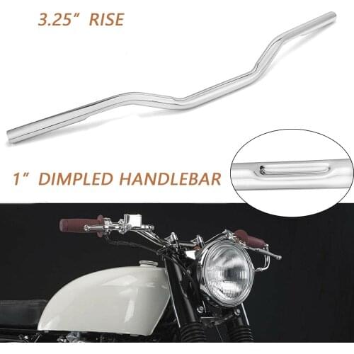 Universal For Harley-Davidson Honda Yamaha Suzuki Kawasaki 1” , 3.25" Rise Triple Chrome Dimpled Handlebar Seamless Pipe