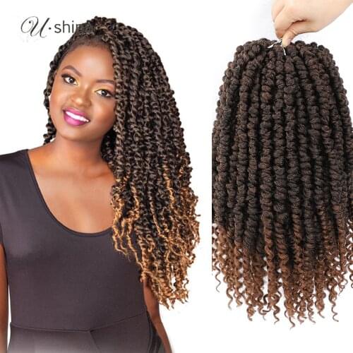 Ushine Passion Twist Crochet Hair Synthetic Braiding 14Roots Pre-looped Crochet Braids Dreadlocks Hair Extension for Women