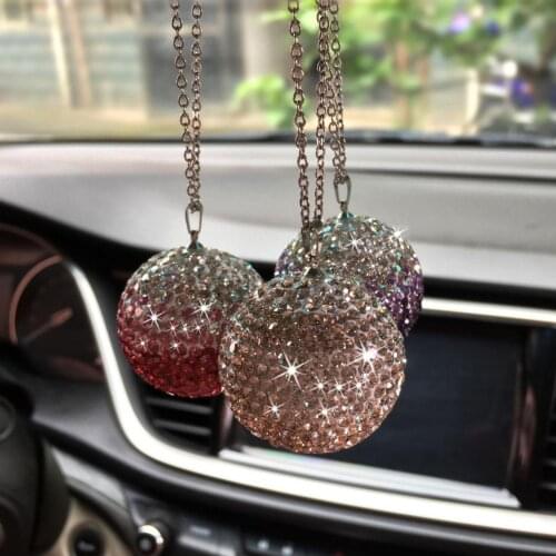 Rearview Mirror Hanging Ornament Crystal Round Ball Car Pendant Replica Crystal Ball Lucky Charm Pendant Hangings Auto Interior