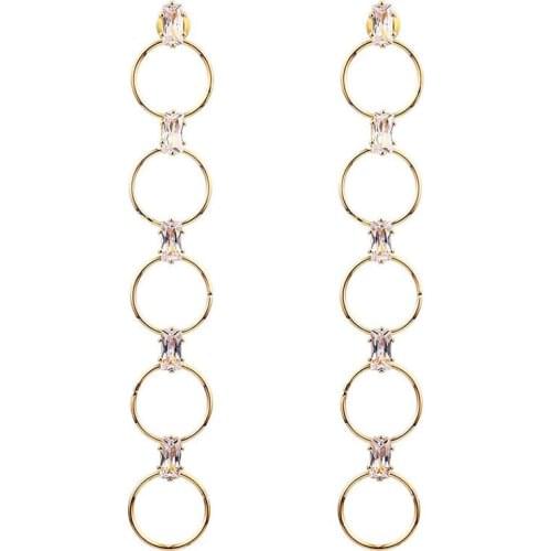 Long Circles Tassel Drop Earring For Women 2021 New Trendy Jewelry Luxury Crystal Dangle Earrings Simple Accessories