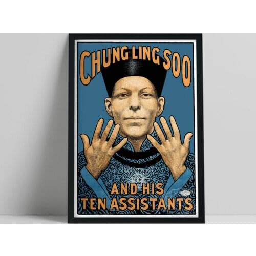 Chung Ling Soo And His Ten Assistants Circus Propaganda Poster, Vintage Art Vaudeville Canvas Painting, Nostalgic Wall Art Decor