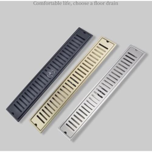 Brush gold Floor Drain 304 SUS shower floor drain long Linear drainage Channel drain for hotel bathroom kitchen floor Black