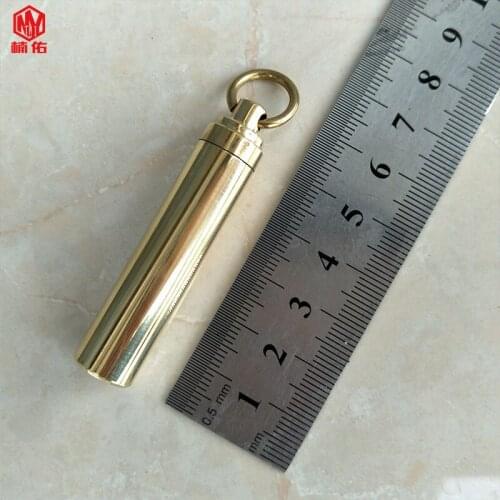 1PC Brass Survival Waterproof Pill Box Keychain Medicine Box Portable Pill Holder Outdoor Container Medicine Traveling Container