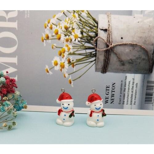 10pcs Christmas Series Resin 3D Snowman Charms Fit Earrings Making Pendants Dangle Lovely Handmade Diy Jewelry Accessories YZ635