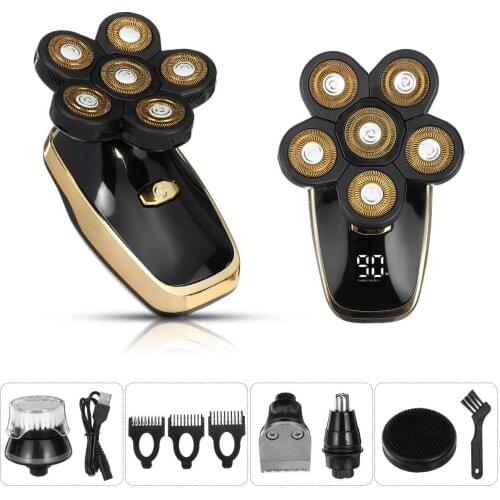2021 New 6D Rechargeable Electric Shaver LCD Display 6 Floating Heads Wet Dry Men Hair Beard Trimmer Electric Razor Shaving Kit