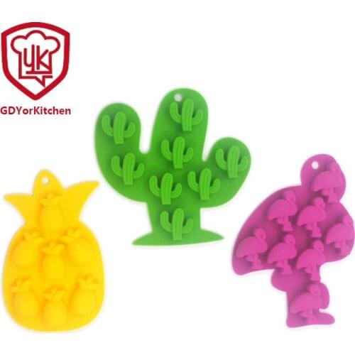 3pcs New silicone fruit ice tray creative silicone cactus ice mold flamingo pineapple ice mold