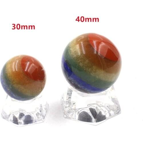 30mm/40mm Natural 7 Chakra Stone Healing Crystal Gemstone Decorative Ball Divination Sphere Sculpture Figurine Home Ornaments