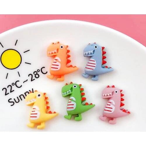 6Pcs 24*20mm 5colors Dinosaur Shape Resin Material Charm Diy Handmade Earring Accessories Jewelry Making