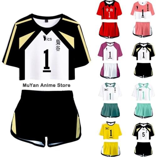 Anime Cosplay Haikyuu Nishinoya Shirt Shorts Jersey Hinata Shoyo Oikawa Tooru Costumes Sexy K-pop Suit Women Sports Suit Outfit