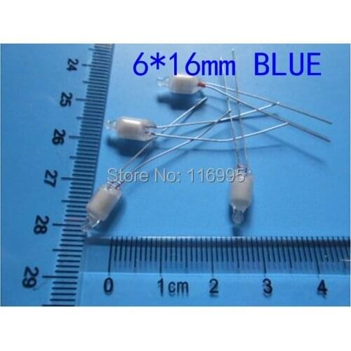 Free shipping 200pcs Neon / neon bulb / BLUE neon lights / 6 * 16MM / BLUE
