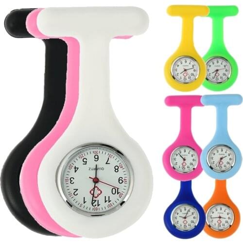 Gnova Platinum BIG Silicone NURSE WATCH Women medical military quartz analog Silicon brooch watch red cross Jelly Rubber B016