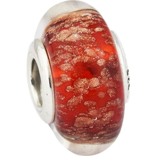 CKK Fits Pandora Bracelet 925 Sterling Silver Red Twinkle Murano Glass Charms Beads for Jewelry Making Bijoux