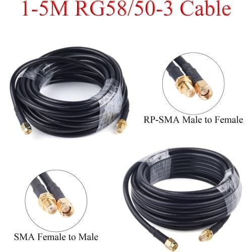 1-5M RG58/50-3 RF Coaxial Cable SMA/RP-SMA Female to Male Extension Wire For 4G LTE Cellular Amplifier Signal Booster Antenna