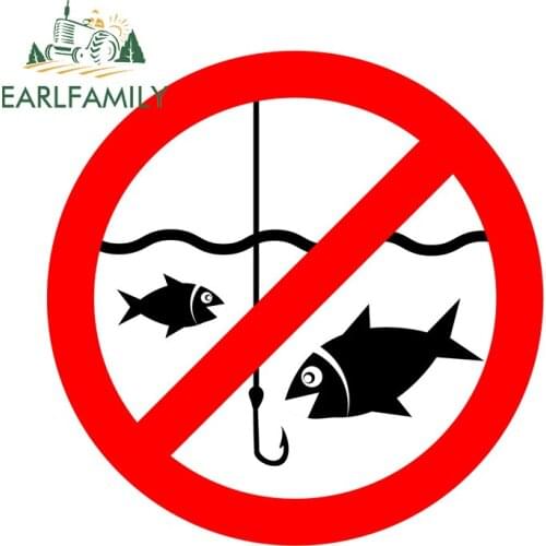 EARLFAMILY 13cm x 13cm Car Door Protector for No Fishing Sign Car Stickers RV JDM Vinyl Decal Waterproof Bumper Trunk Decoration