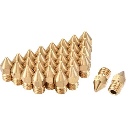 Uxcell 0.2mm 3D Printer Nozzle, 30pcs M6 Thread for MK8 3mm Extruder Print, Brass
