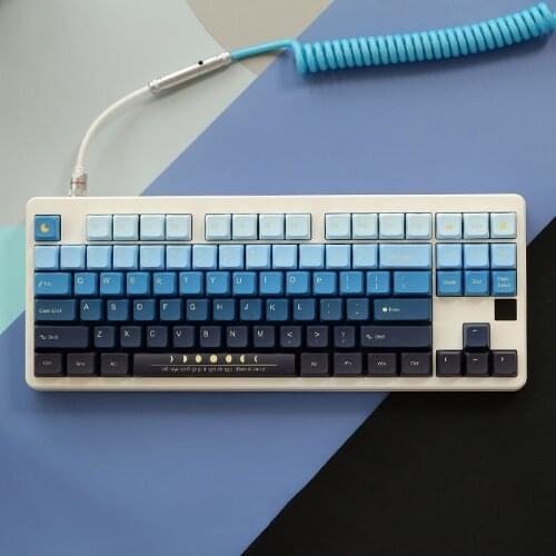 Coder Style KeyCaps for Mechanical Keyboard,123 Keys Set,PBT,Dye-sub,XDA,Gradient blue