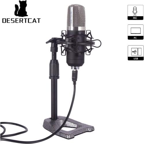 DESERTCAT USB Condenser Microphone for Computer USB PC Microphone Mic Stand POP Filter to Gaming Streaming Podcasting Recording