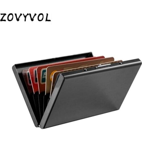 ZOVYVOL Leather Wallet Black Steel Business Name Card Case Holder Men Metal High QualitId credit card holder Automatic card sets