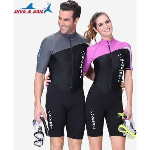 New mens and womens one-piece diving quick-drying sunscreen short-sleeved swimsuit 1.5MM neoprene swimming trunks surfing suit